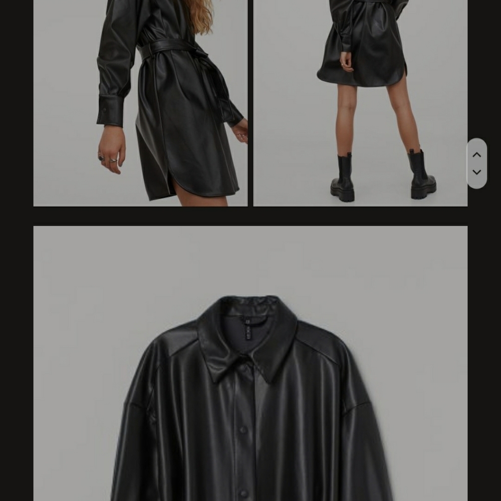 Vegan leather shirt dress/ over coat - Picture 6 of 12